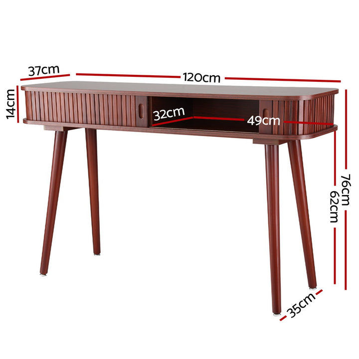 Modern Style Fluted Sliding Door Console Table 120CM - Walnut - Homecoze