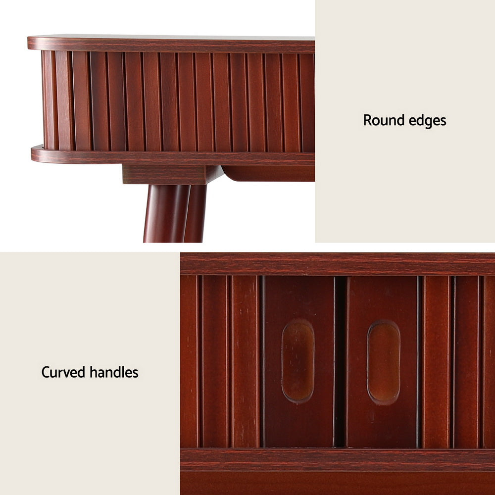 Modern Style Fluted Sliding Door Console Table 120CM - Walnut - Homecoze