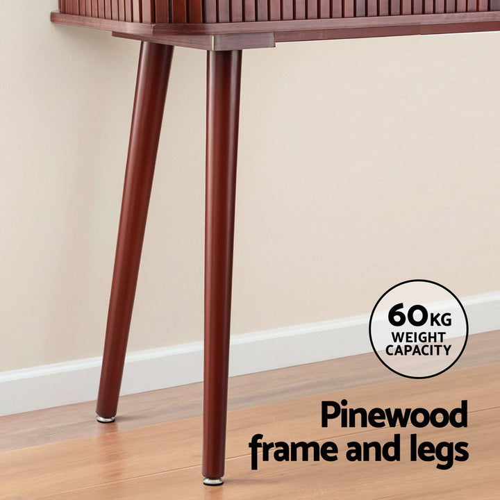 Modern Style Fluted Sliding Door Console Table 120CM - Walnut - Homecoze