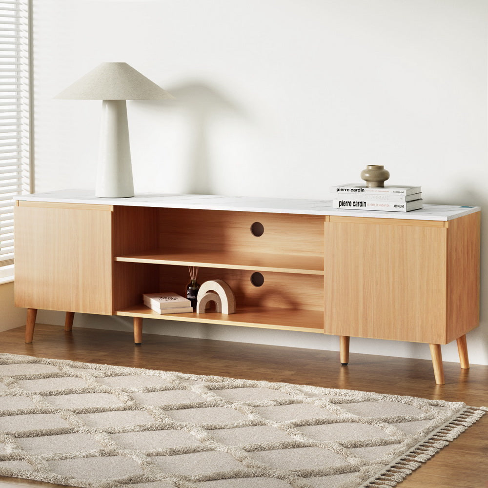 Modern Entertainment Unit 180cm - Pine/White - Homecoze
