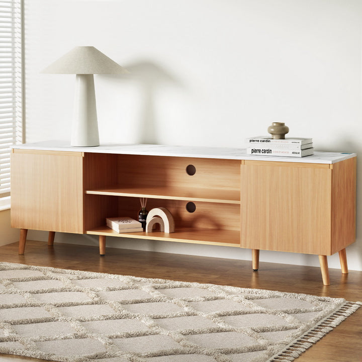 Modern Entertainment Unit 180cm - Pine/White - Homecoze