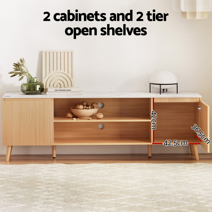 Modern Entertainment Unit 180cm - Pine/White - Homecoze