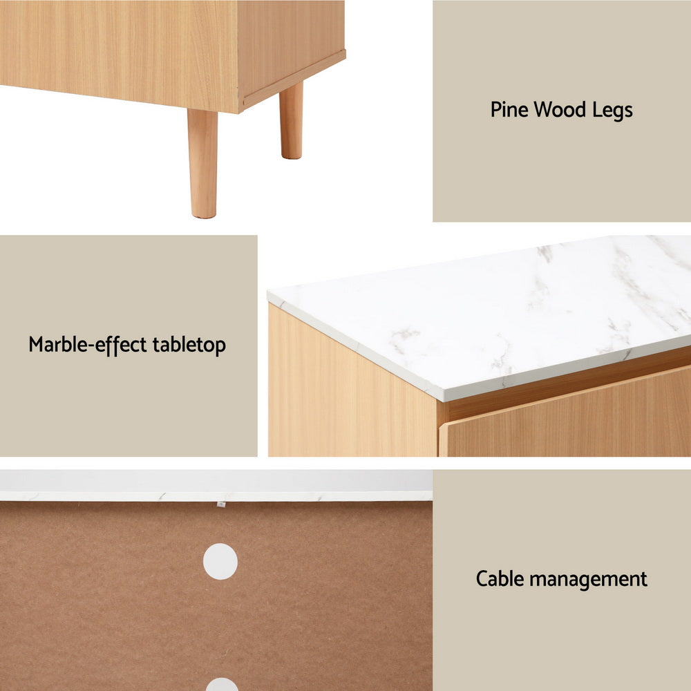 Modern Entertainment Unit 180cm - Pine/White - Homecoze