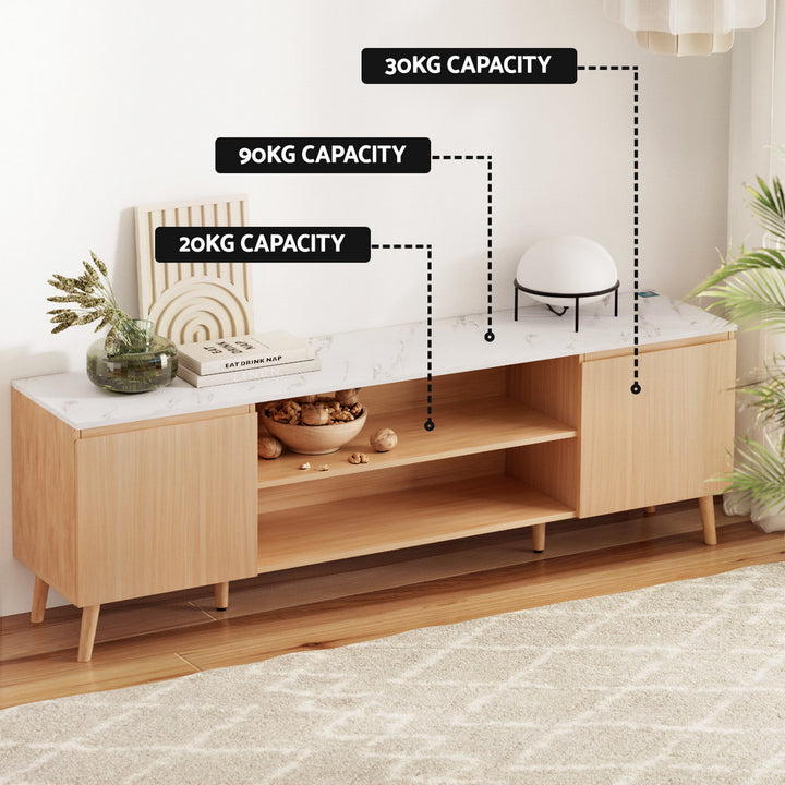 Modern Entertainment Unit 180cm - Pine/White - Homecoze