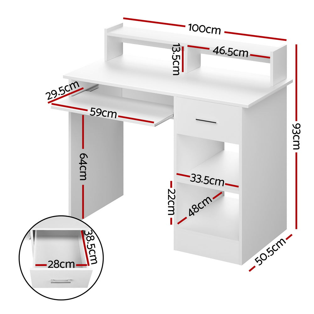 Office Computer Desk with Storage - White - Homecoze