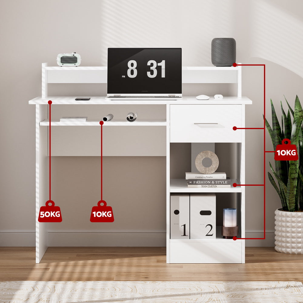 Office Computer Desk with Storage - White - Homecoze