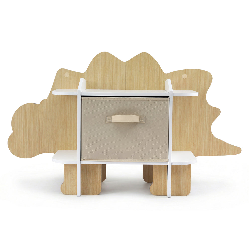 Keezi Dinosaur Kids Bookshelf 2-Tier Children's Bookcase Wooden with with Fabric Drawer, Toddler Bookshelf Toy Storage Organizer for Preschool, Kids Room, Playroom, Nursery - Homecoze