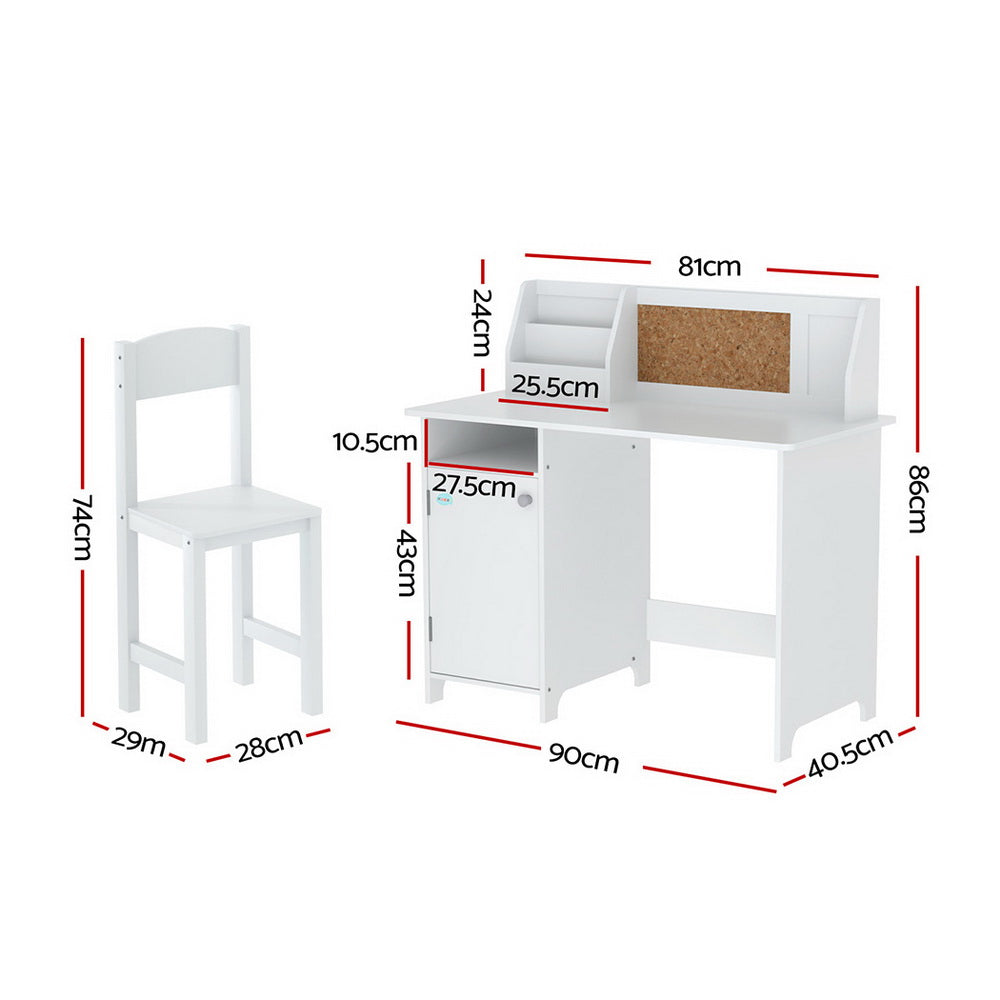 Kids Mini Table and Chair Activity Desk Set - White - Homecoze