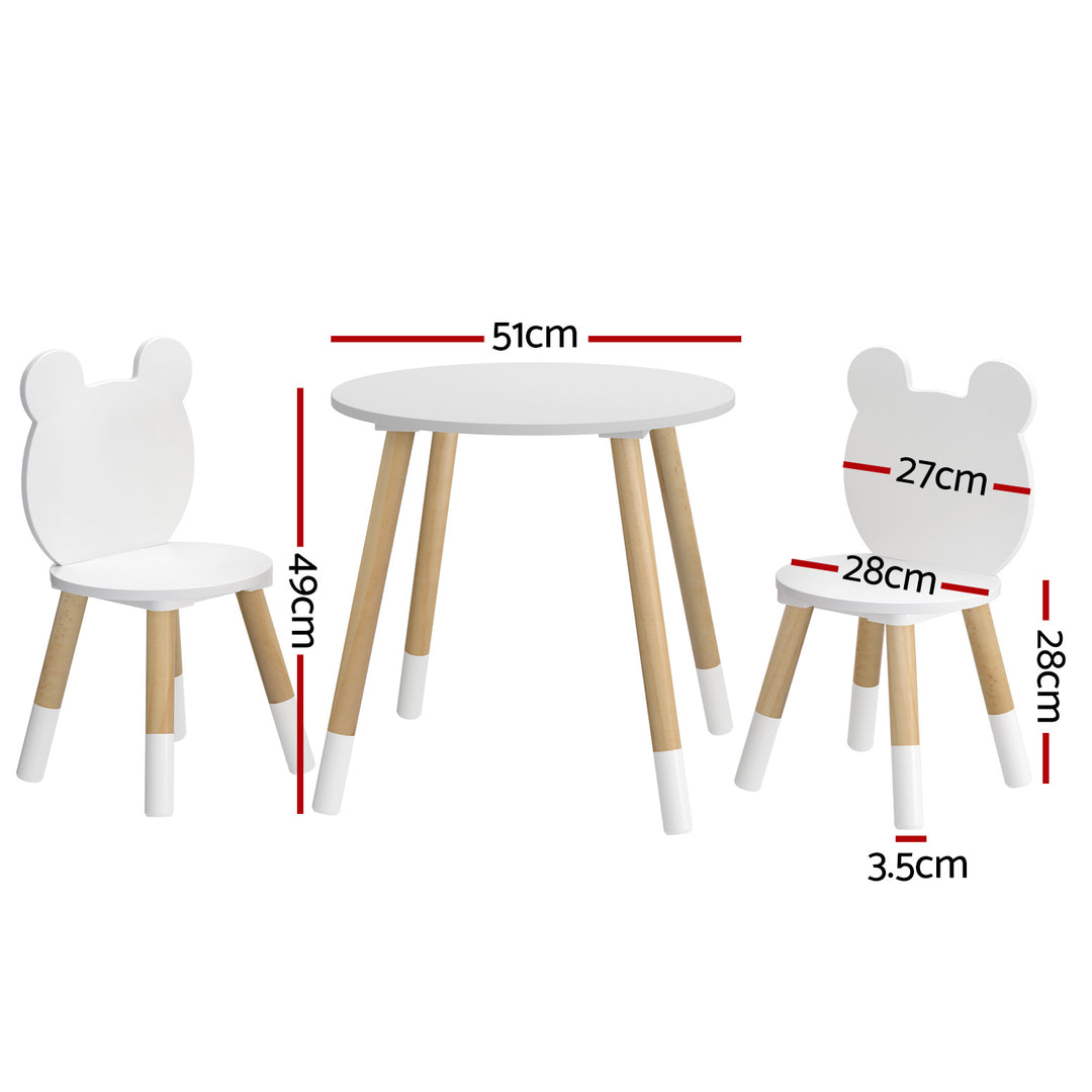 3PC Kids Activity Table and Chairs Set - White