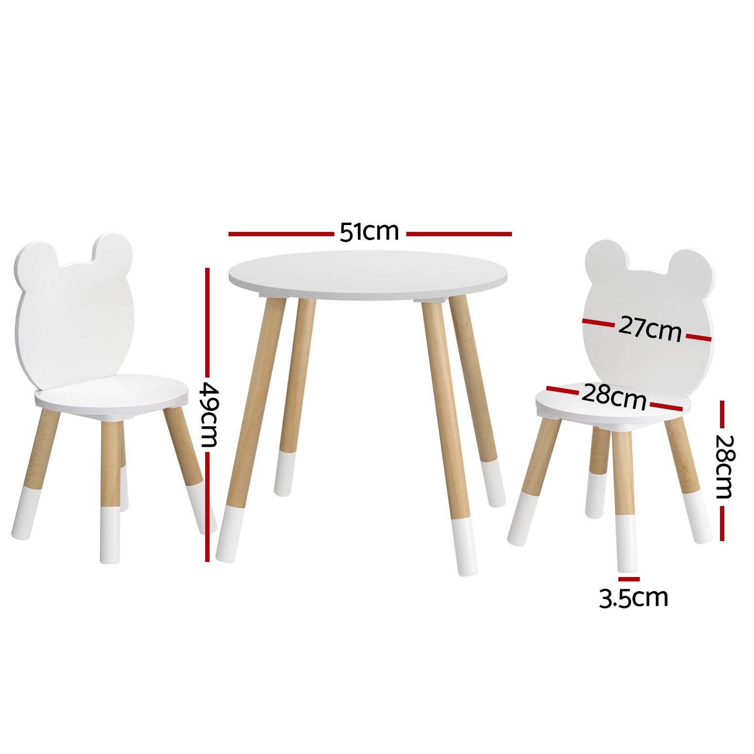 3PC Kids Activity Table and Chairs Set - White - Homecoze