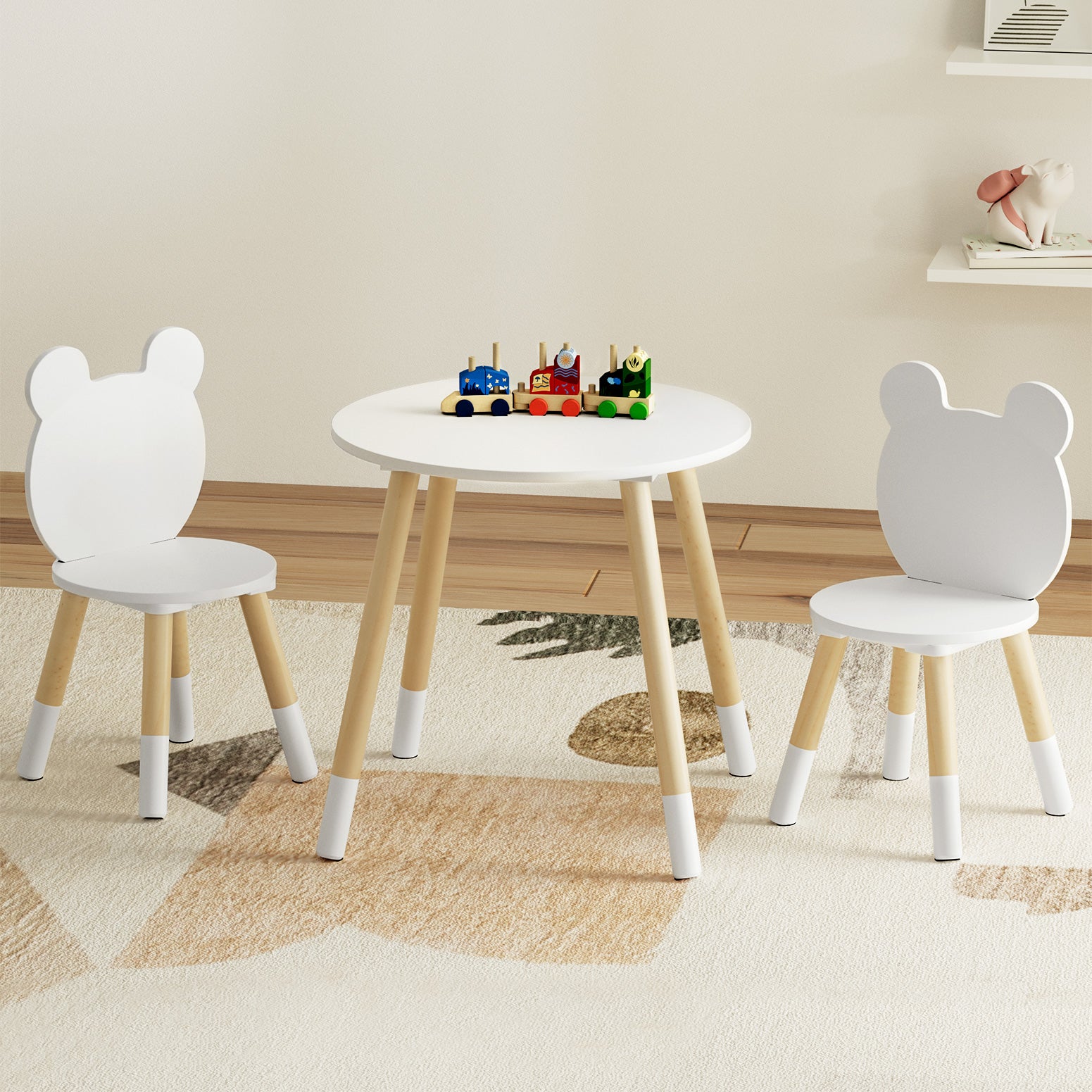 3PC Kids Activity Table and Chairs Set - White - Homecoze