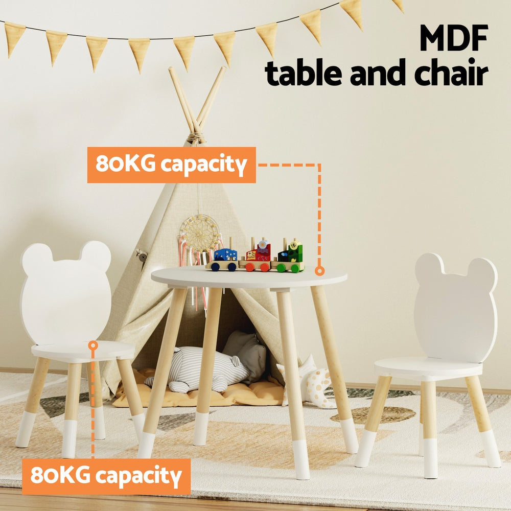 3PC Kids Activity Table and Chairs Set - White - Homecoze