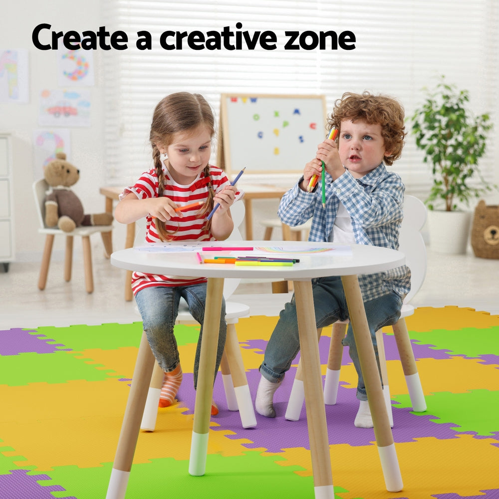 3PC Kids Activity Table and Chairs Set - White - Homecoze