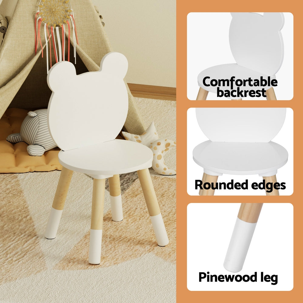 3PC Kids Activity Table and Chairs Set - White - Homecoze