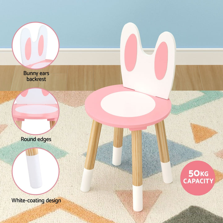 Kids Pink Bunny Dressing Table & Stool Set - Homecoze