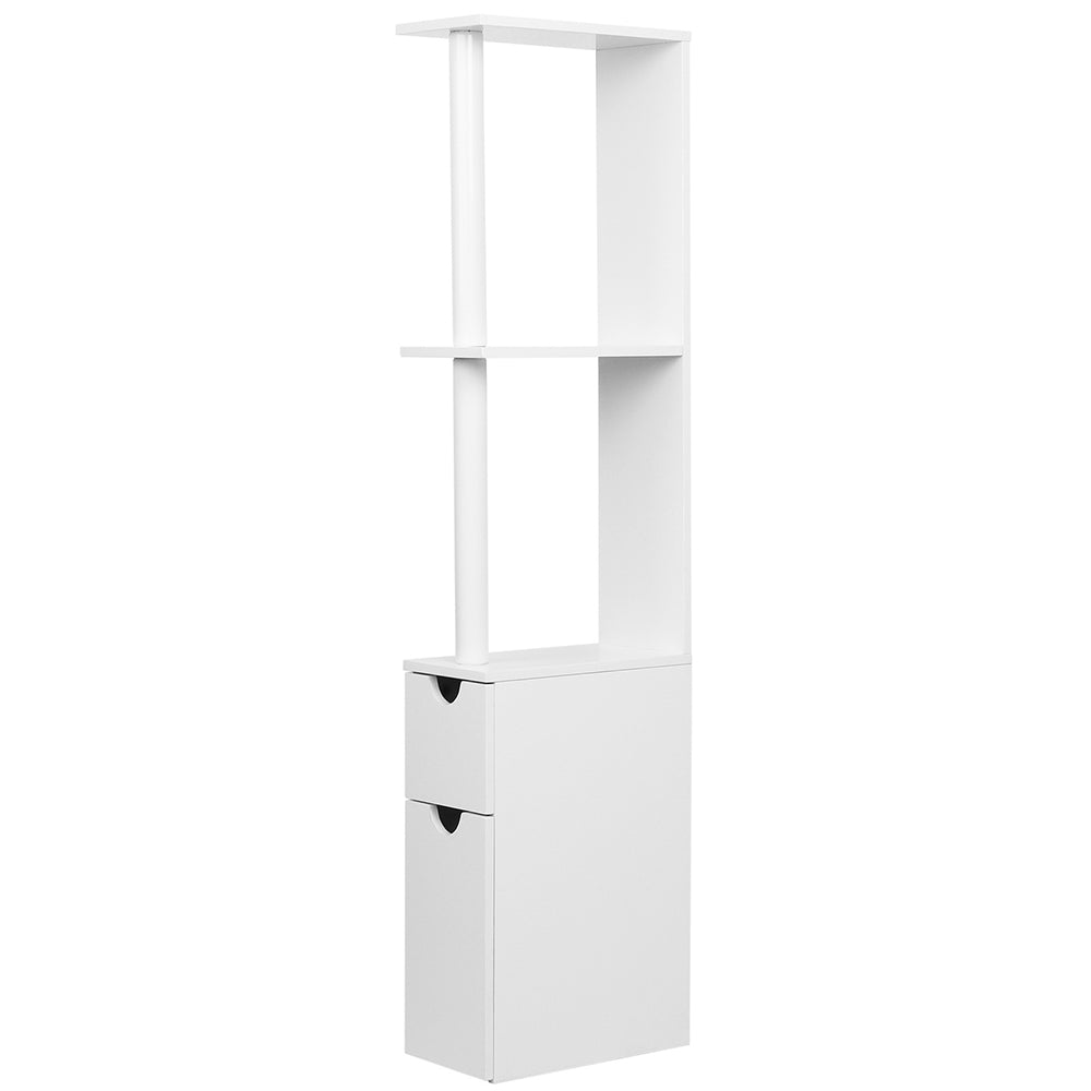 Freestanding Space Saving Narrow Bathroom Storage Cabinet - White - Homecoze