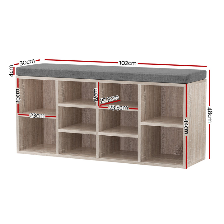 10-Slot Shoe Cabinet with Seat - Pine Homecoze