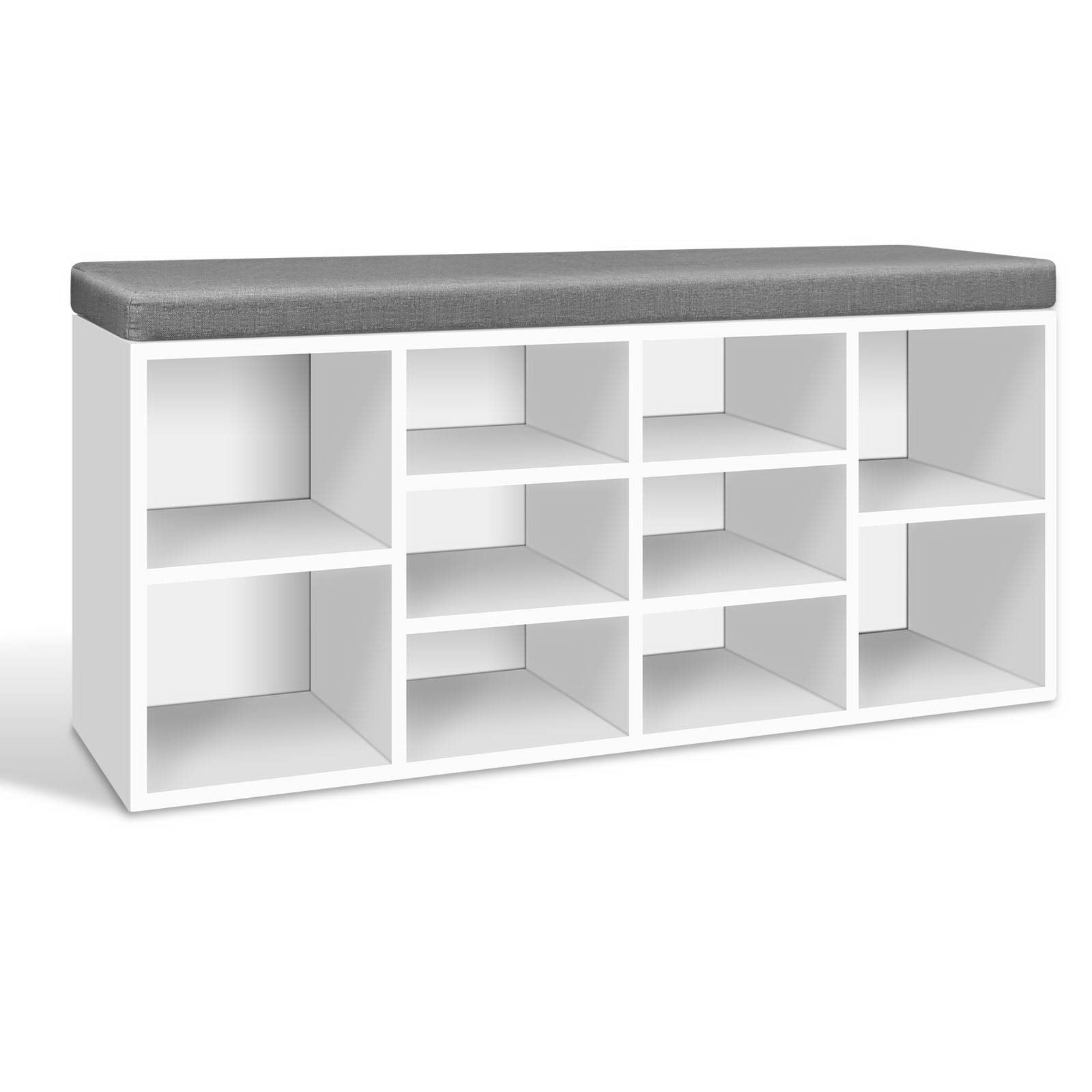 10-Slot Shoe Cabinet with Seat - White Homecoze