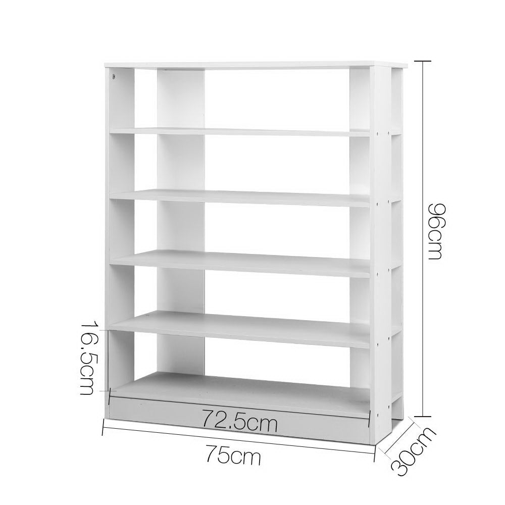 6-Tier Shoe Rack Shelf Cabinet - White - Homecoze