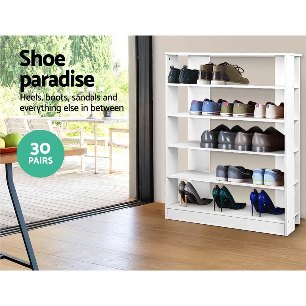6-Tier Shoe Rack Shelf Cabinet - White - Homecoze