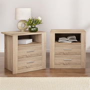 Artiss 2X Bedside Table 2 Drawers with Shelf - TARA Oak - Homecoze