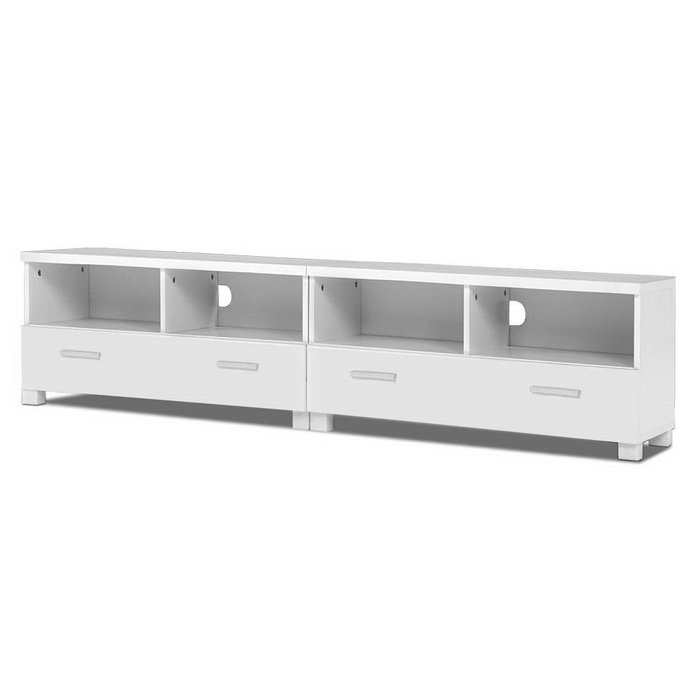 White Entertainment Unit with Drawers 180cm - Homecoze