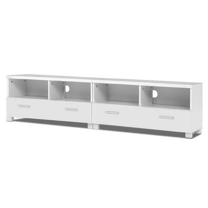 White Entertainment Unit with Drawers 180cm - Homecoze