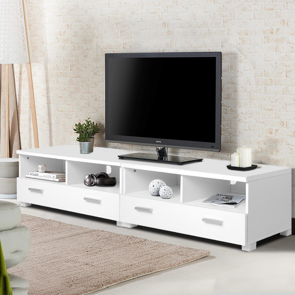 White Entertainment Unit with Drawers 180cm - Homecoze