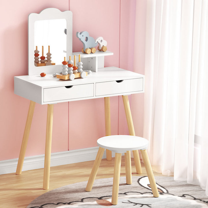 Kids Vanity Dressing Table Set with Stool & Mirror - Homecoze