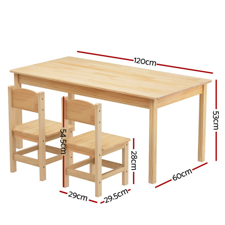 1 Keezi Kids Table and 2 Chairs Set Pinewood - Homecoze