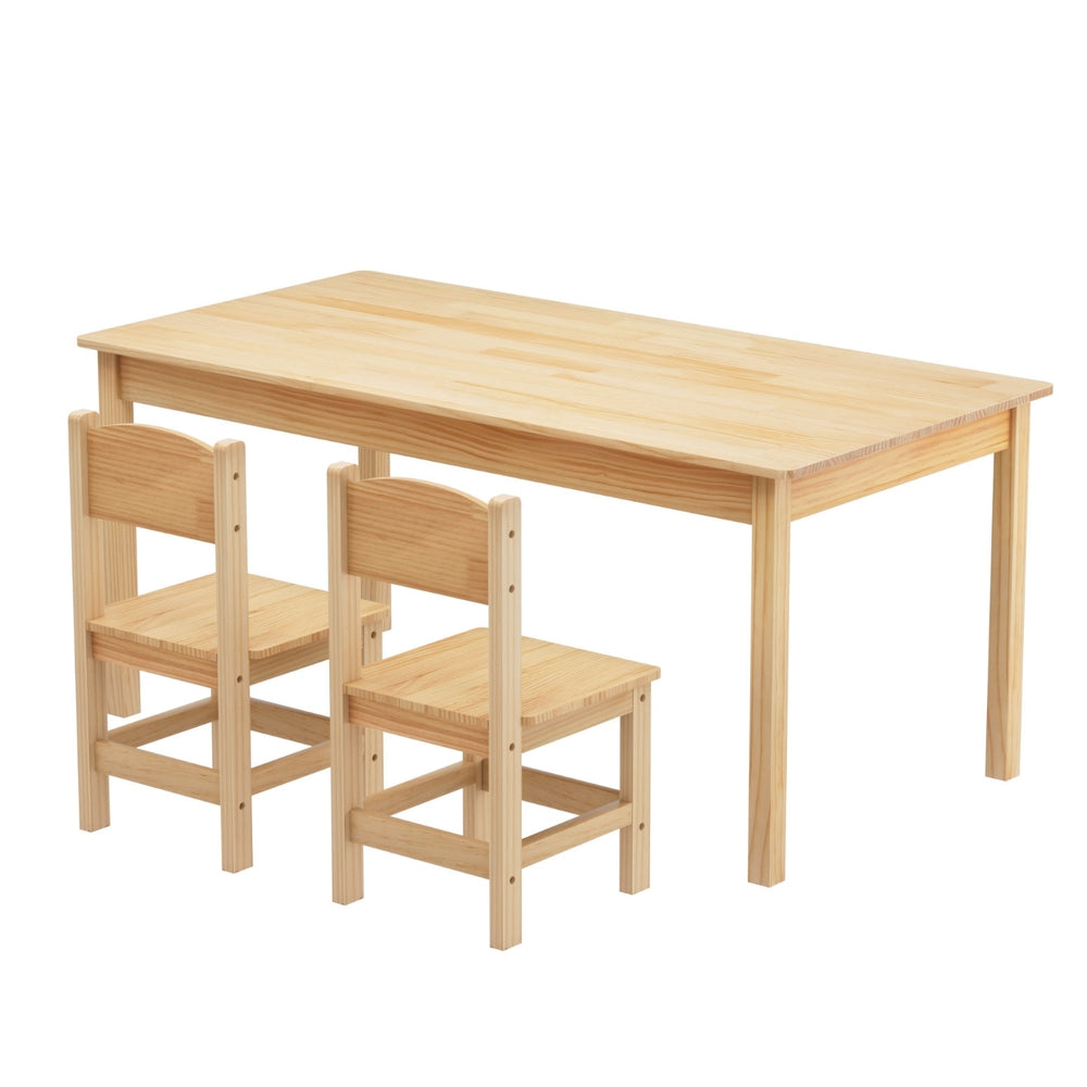 1 Keezi Kids Table and 2 Chairs Set Pinewood - Homecoze