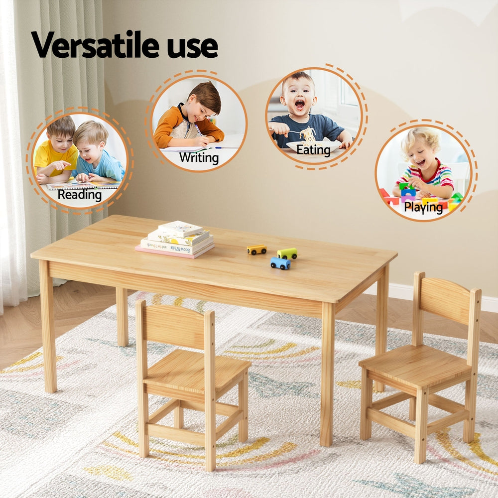 1 Keezi Kids Table and 2 Chairs Set Pinewood - Homecoze