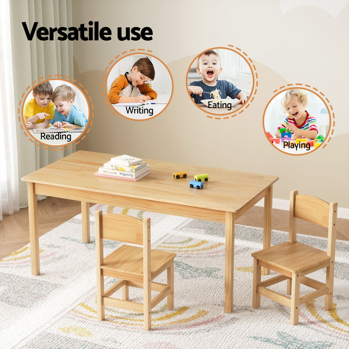 1 Keezi Kids Table and 2 Chairs Set Pinewood - Homecoze