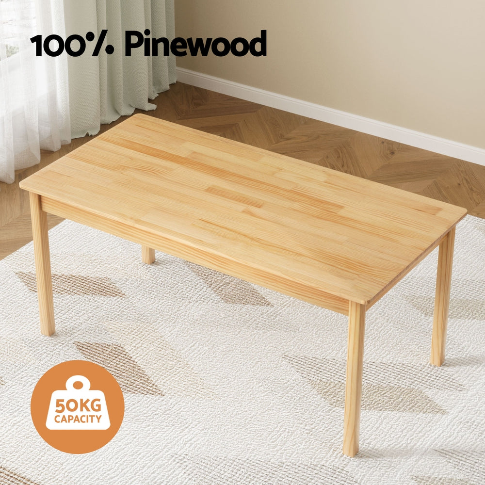 1 Keezi Kids Table and 2 Chairs Set Pinewood - Homecoze