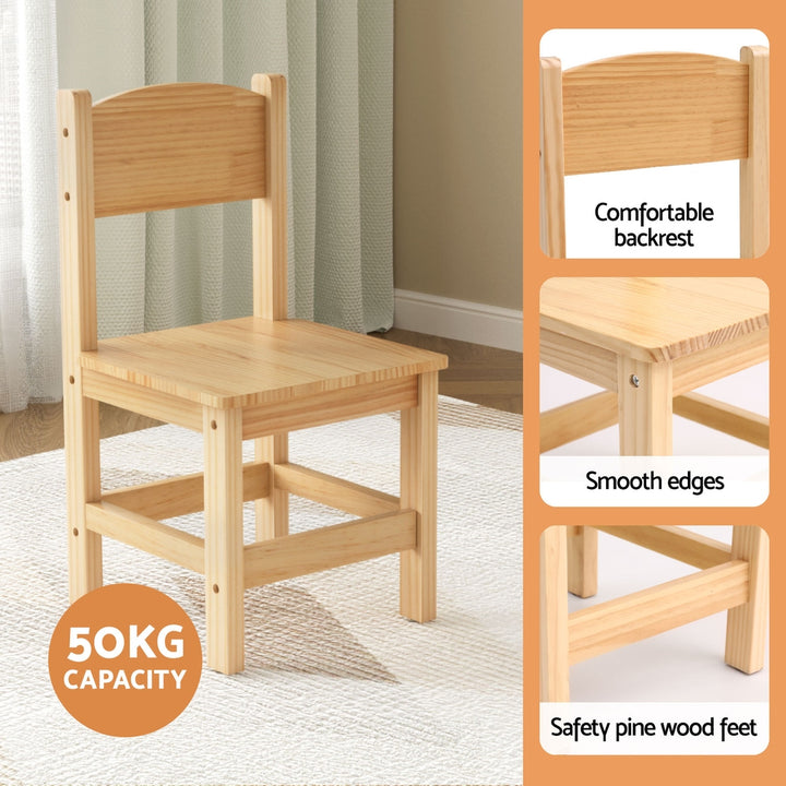 1 Keezi Kids Table and 2 Chairs Set Pinewood - Homecoze