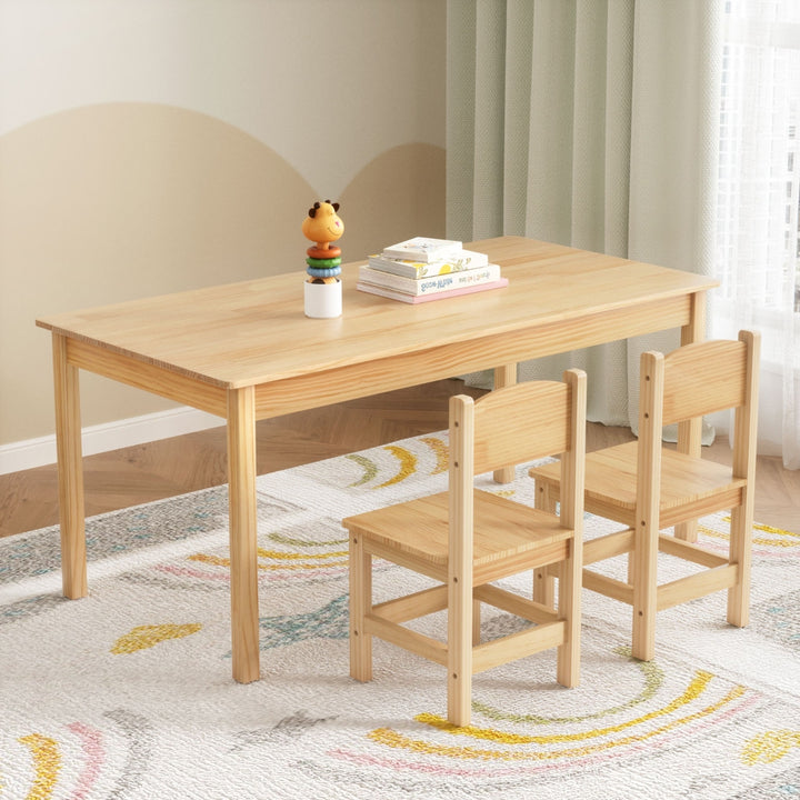 1 Keezi Kids Table and 2 Chairs Set Pinewood - Homecoze