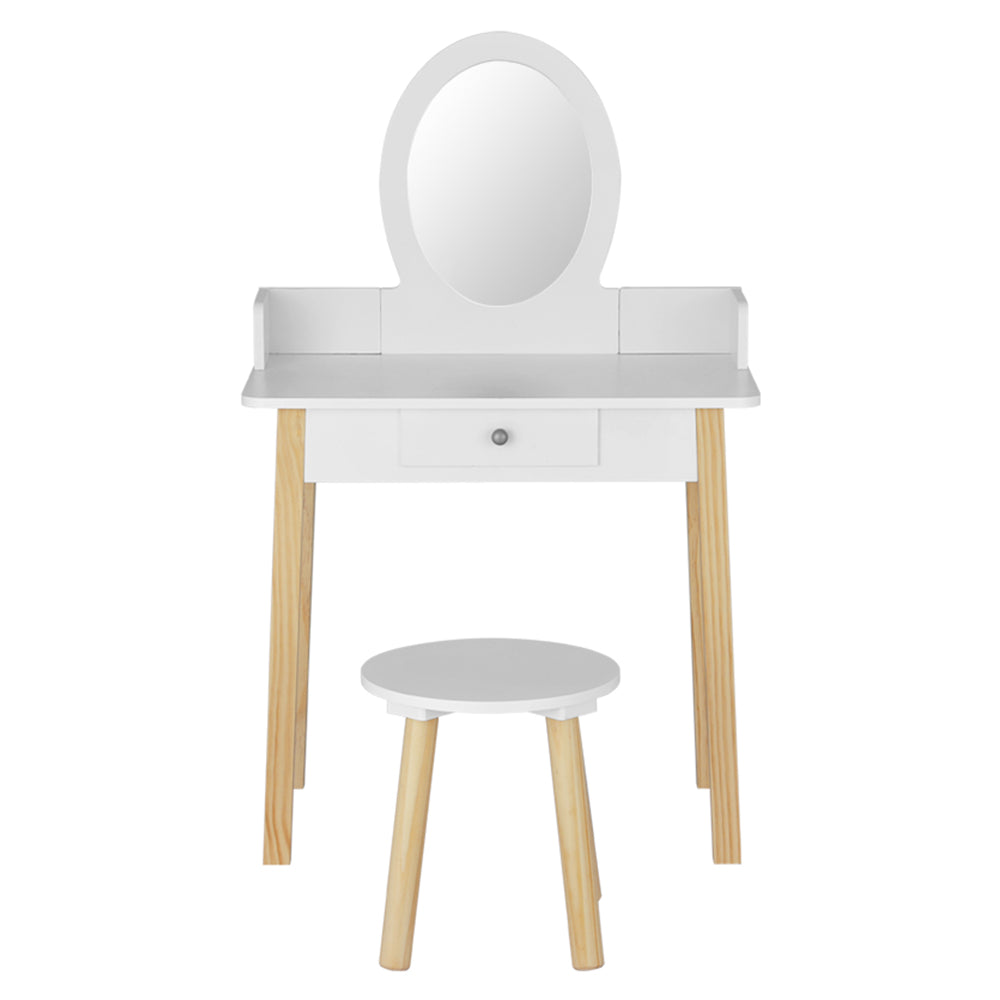 Kids Vanity Dressing Table & Stool Set with Detachable Mirror - Homecoze