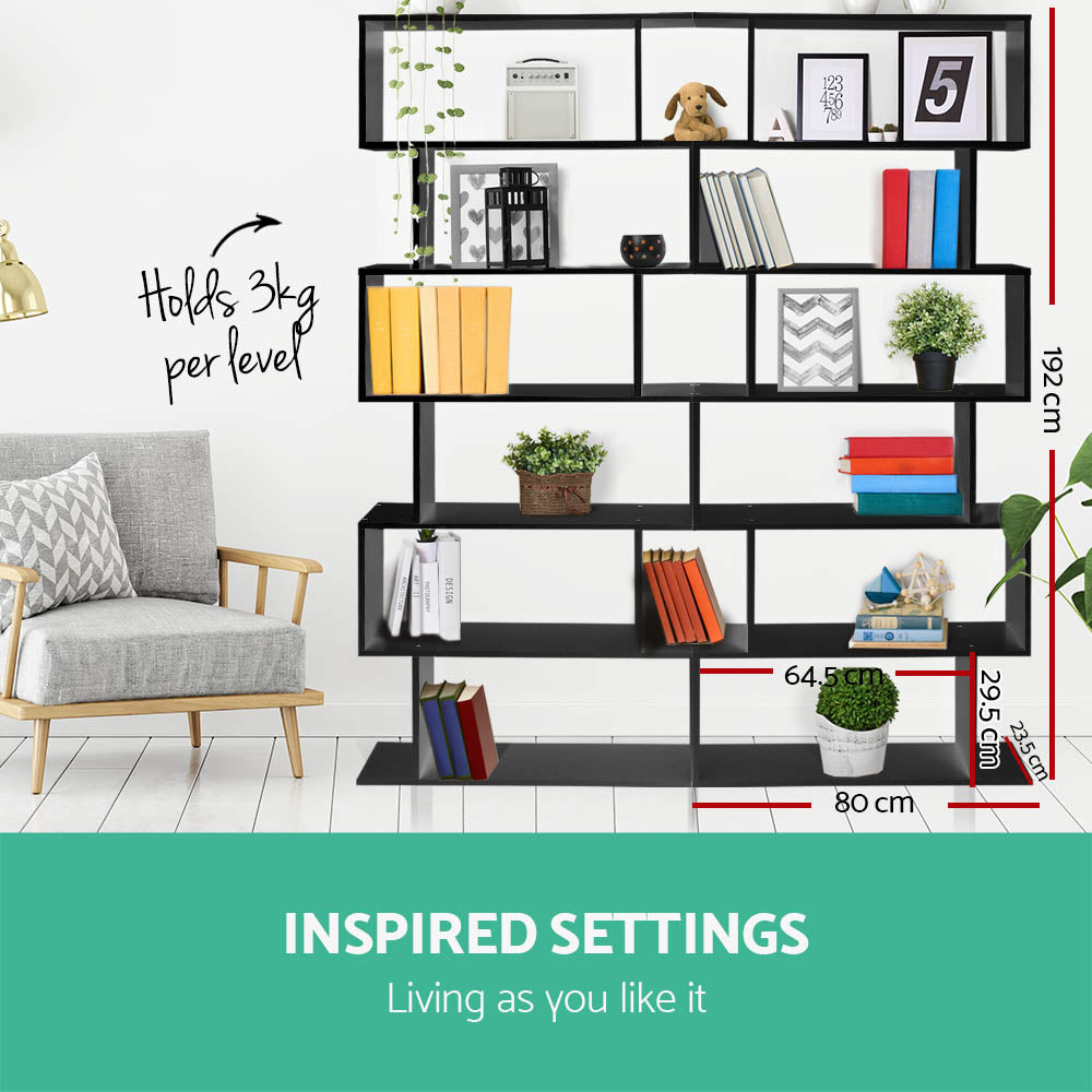 6 Tier Display BookShelf - Black - Homecoze