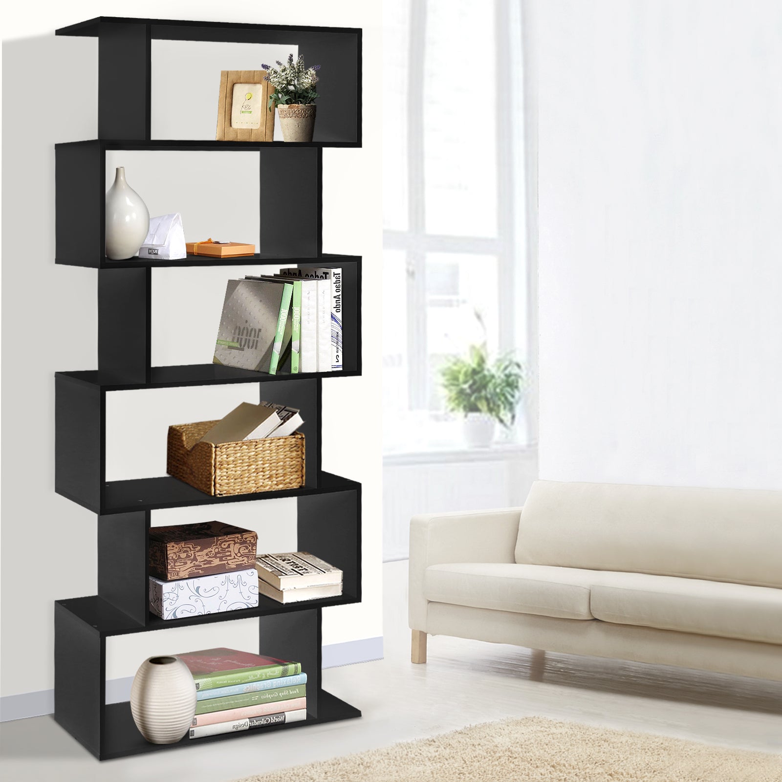 6 Tier Display BookShelf - Black - Homecoze