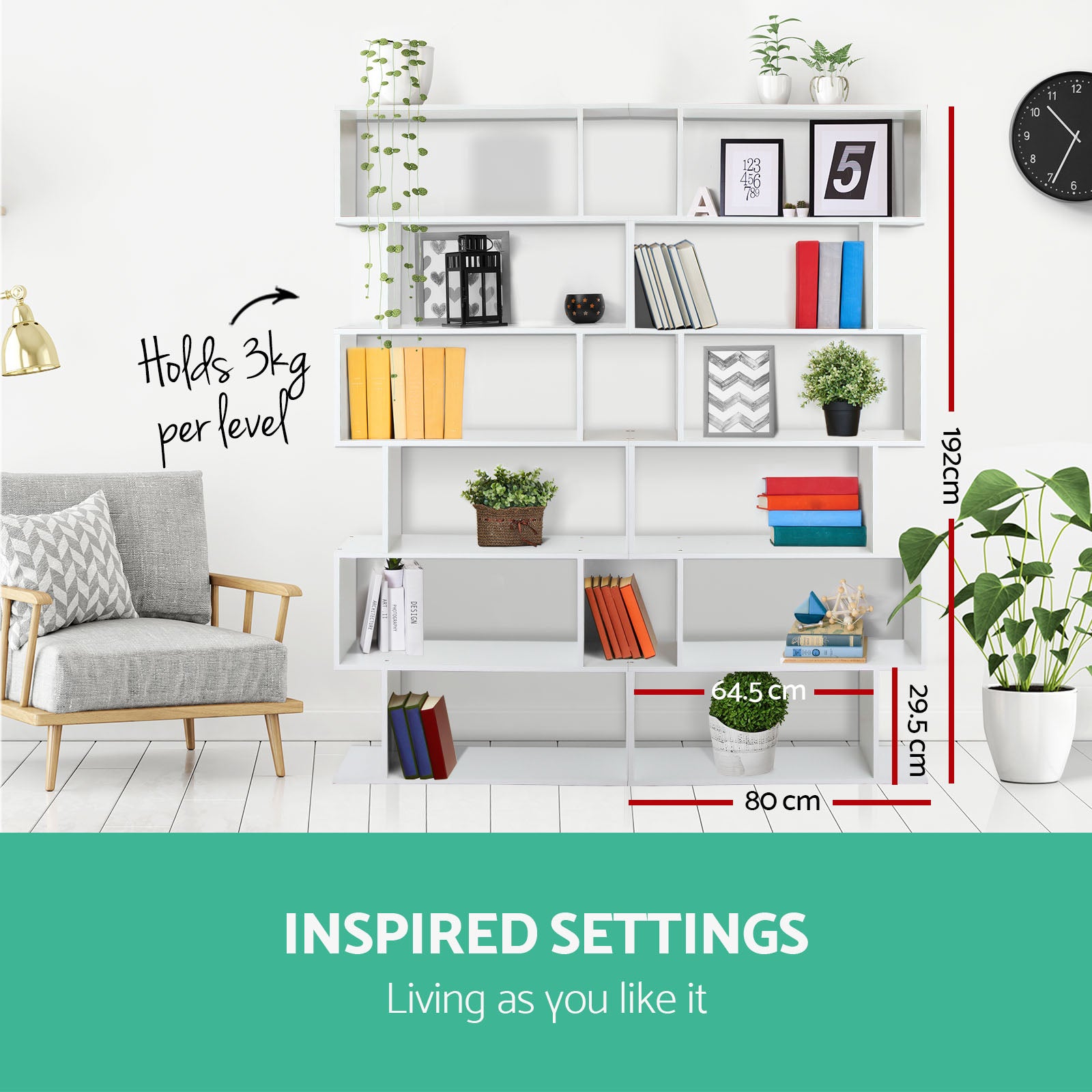 6 Tier Display BookShelf - White - Homecoze