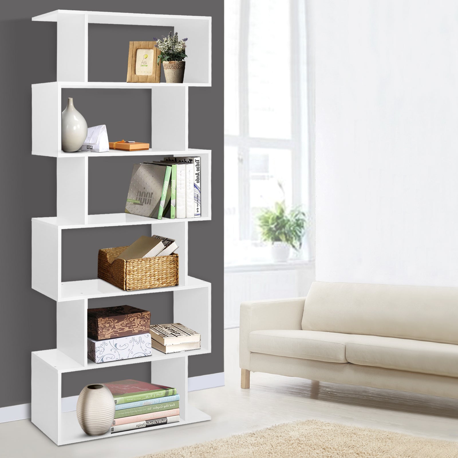 6 Tier Display BookShelf - White - Homecoze