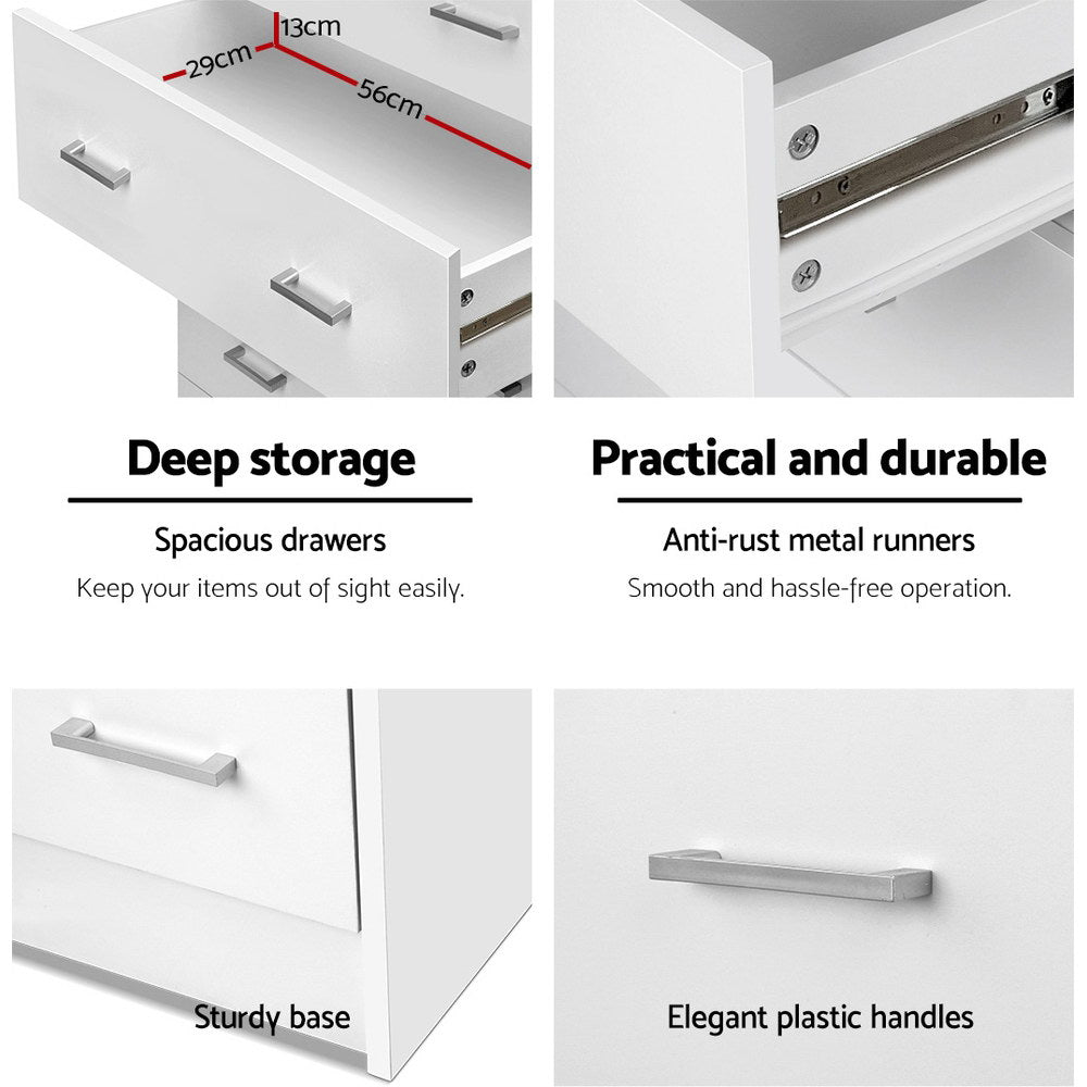Contemporary Tallboy 4 Drawers Storage Cabinet - White - Homecoze