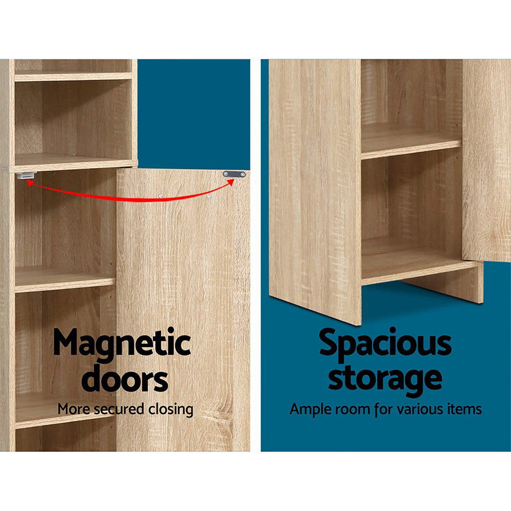Bathroom & Laundry 185cm Tallboy Storage Cabinet with Adjustable Shelfs - Natural - Homecoze