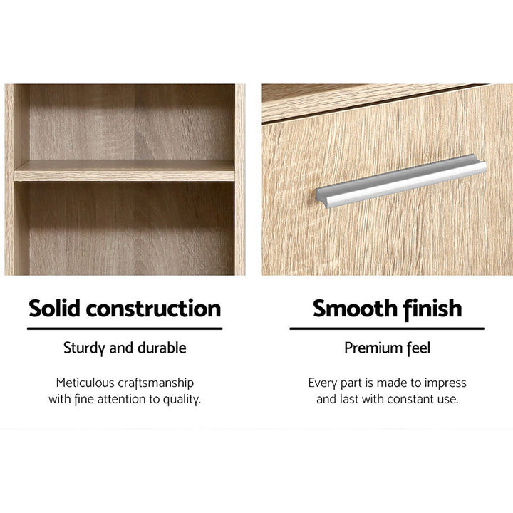 Bathroom & Laundry 185cm Tallboy Storage Cabinet with Adjustable Shelfs - Natural - Homecoze