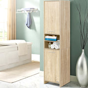 Bathroom & Laundry 185cm Tallboy Storage Cabinet with Adjustable Shelfs - Natural - Homecoze
