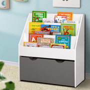 Kids 3 Tier Bookshelf with Large Storage Drawer - White - Homecoze