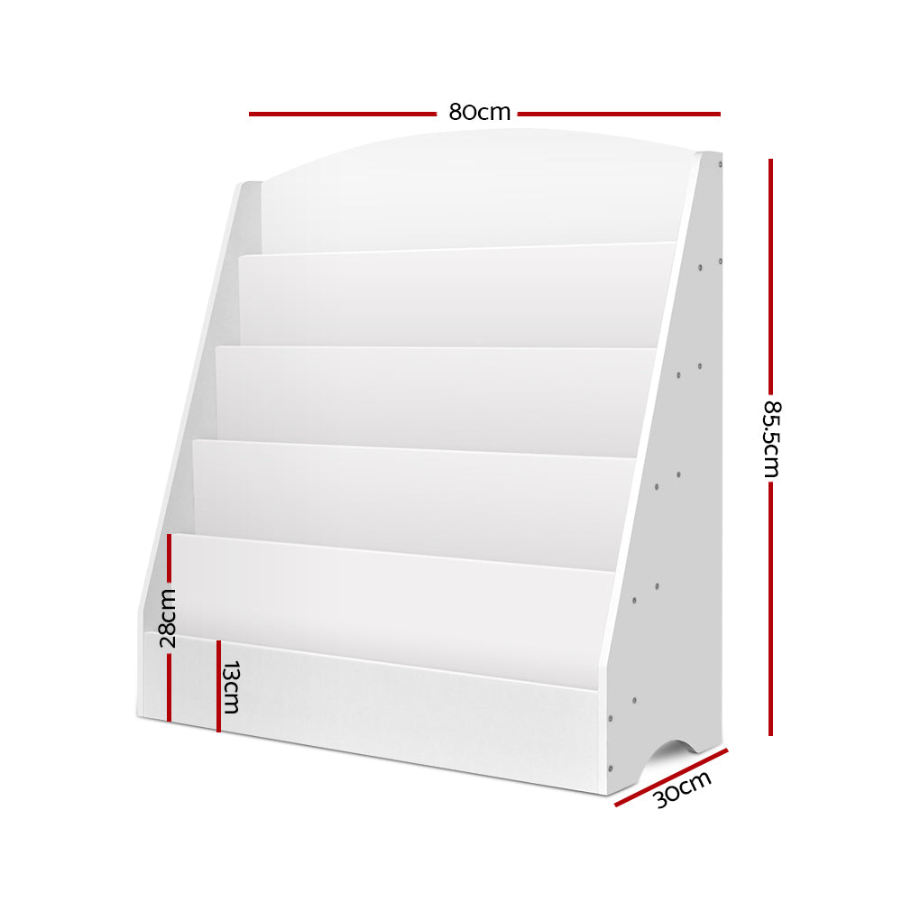 Kids 5 Tier Bookshelf - White - Homecoze