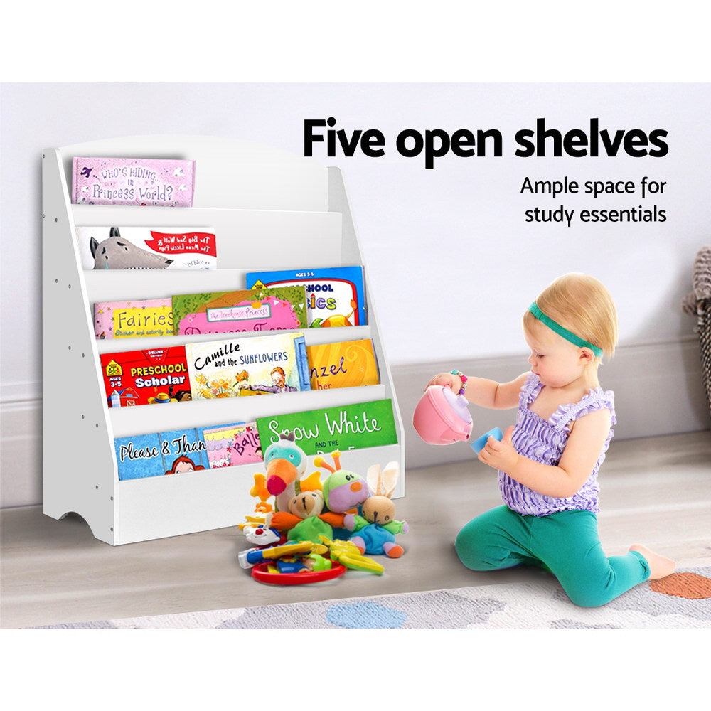 Kids 5 Tier Bookshelf - White - Homecoze