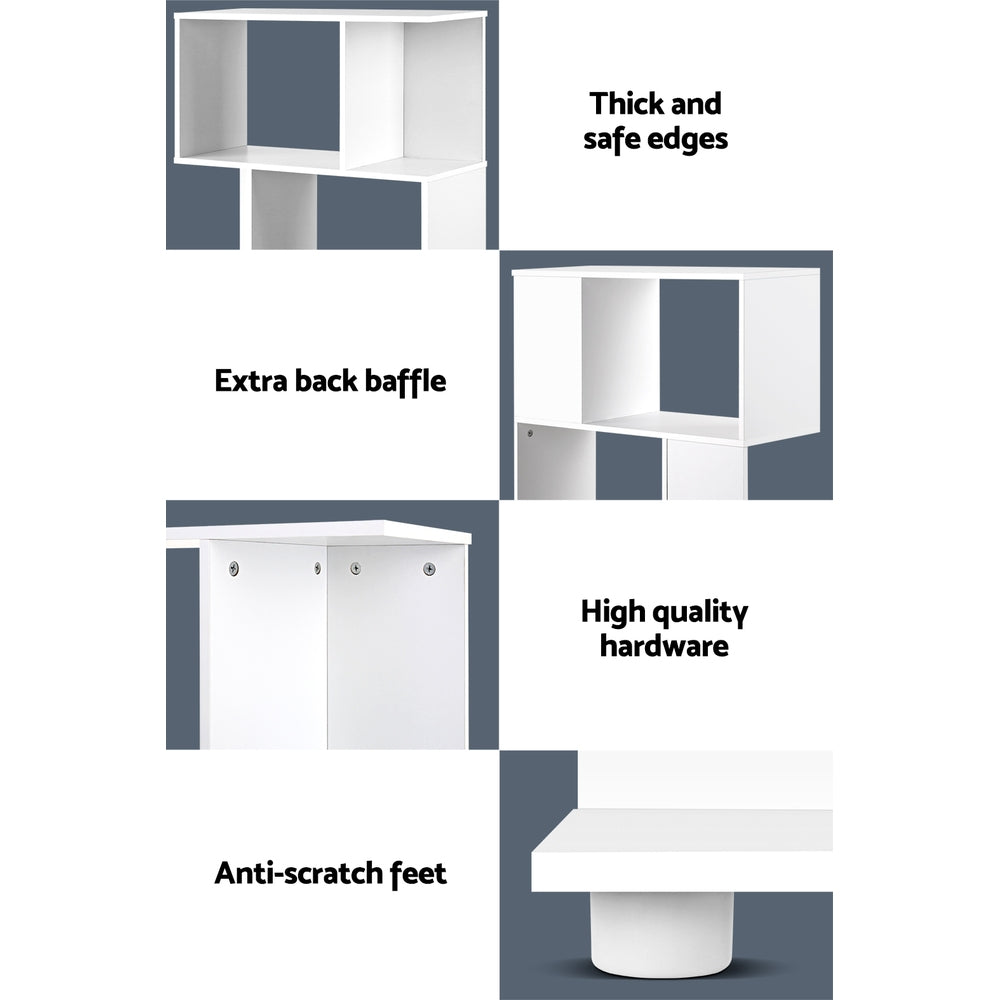 Bookshelf 3-tier Zig Zag Style White - Homecoze