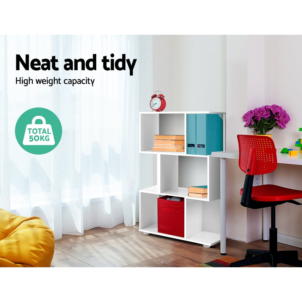 Bookshelf 3-tier Zig Zag Style White - Homecoze